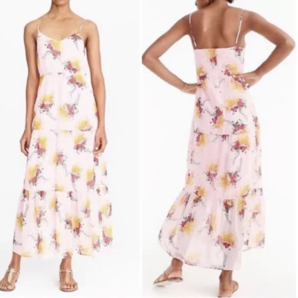 J. Crew Sunburst Tiered Floral Bouquet Maxi Dress